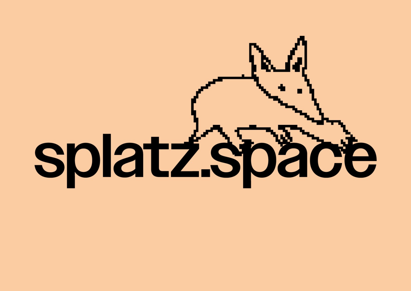 Der Hintergrund ist lachsfarben. Darauf steht in schwarzer Schrift splatz.space. Und darüber ist ein grob gezeichneter Fuchs abgebildet.